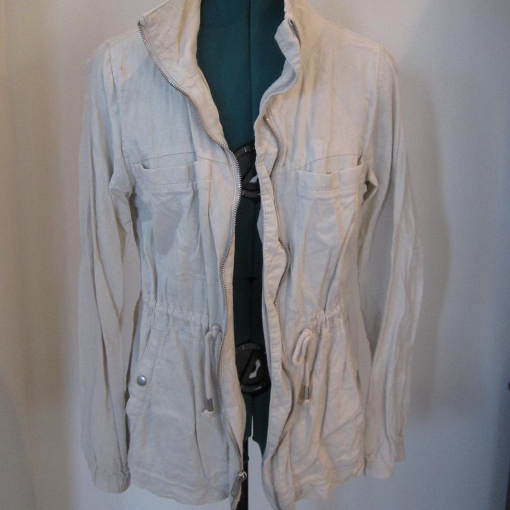 Linen-Blend Utility Zip Jacket for Women